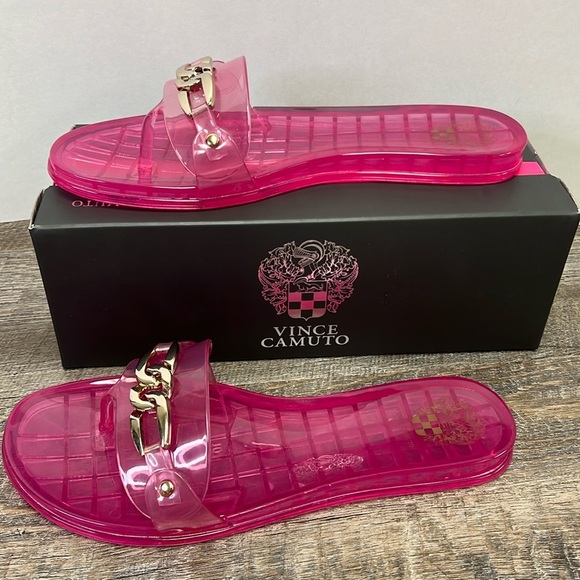 NEW Vince Camuto EVOLET Translucent Jelly Sandals -Raspberry Magenta Size 10 - Picture 1 of 10